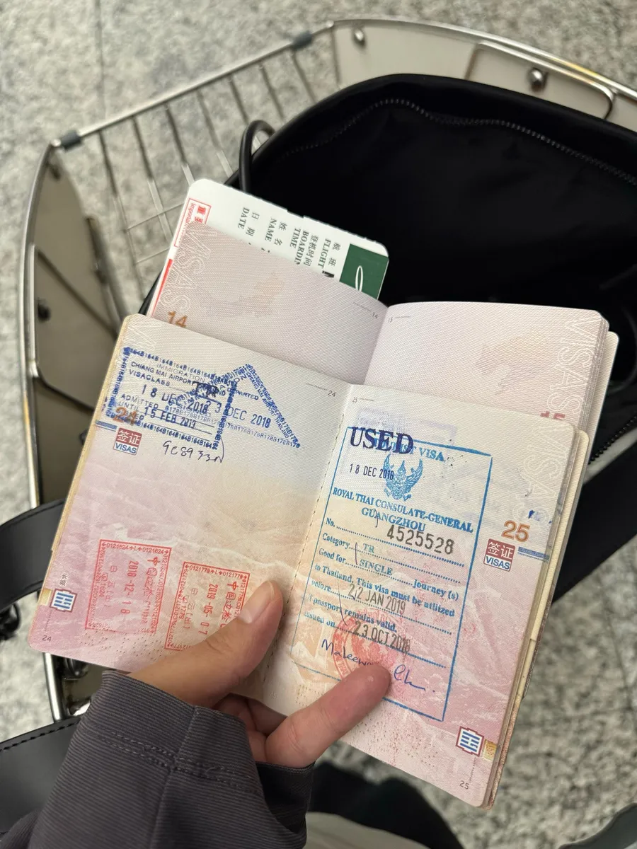 Passport and visa stamps used for China travel document preparation