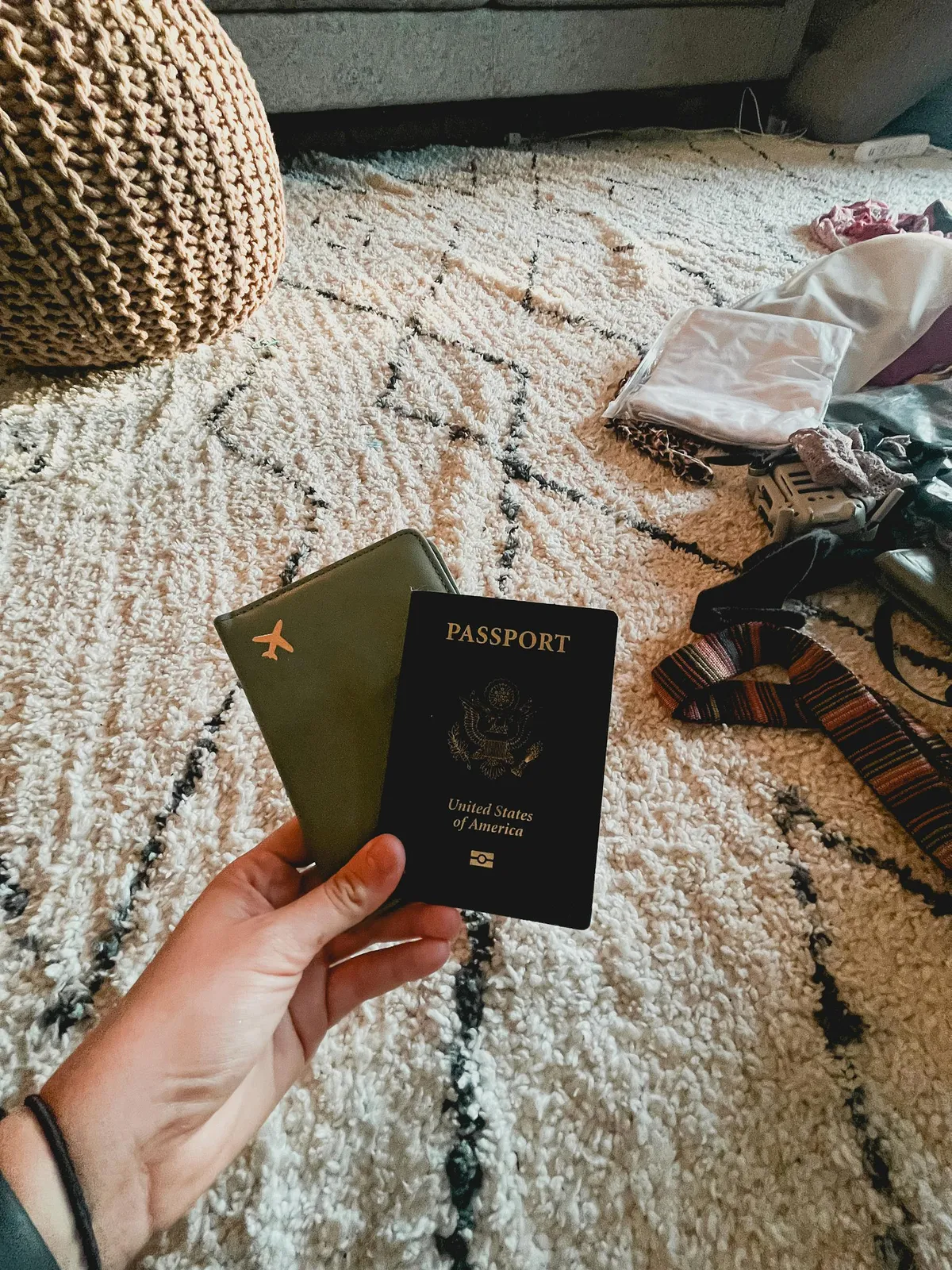 Passport and travel documents prepared before an international trip to China