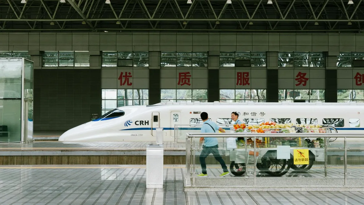 China high-speed rail train platform used for first-trip transport preparation