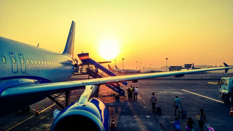Aircraft at an airport gate representing travel documents and declared baggage before entering China