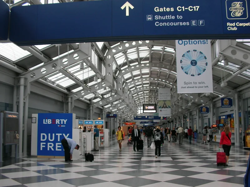 Airport gate area where travel schedule changes may need support