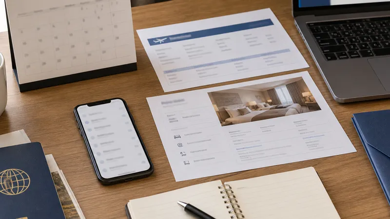 Passport phone calendar and trip documents organized before booking China travel support