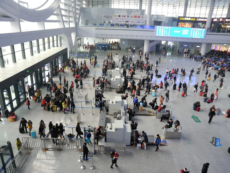 Baggage scanner at a China railway station security checkpoint
