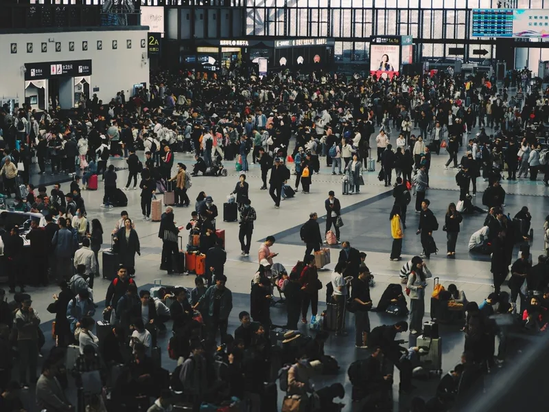 Crowded station route showing why map distance is not the same as real travel effort in China