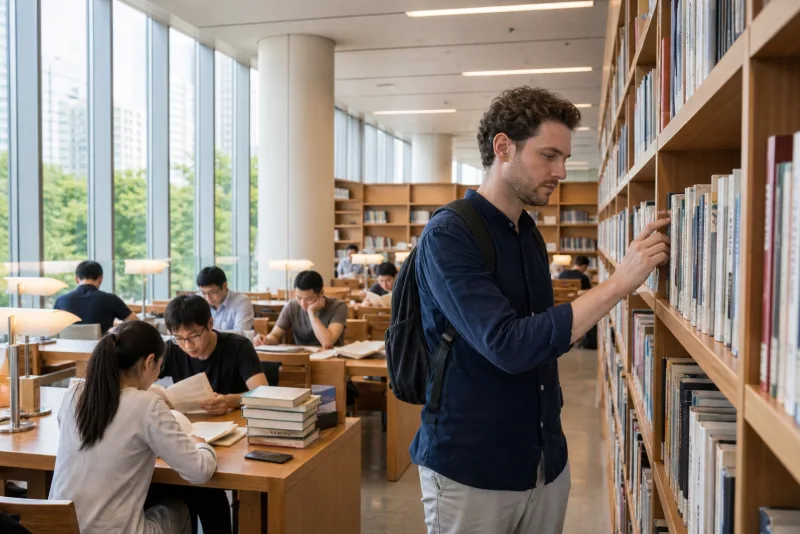 Readers studying in a shared reading hall at a Chinese public library